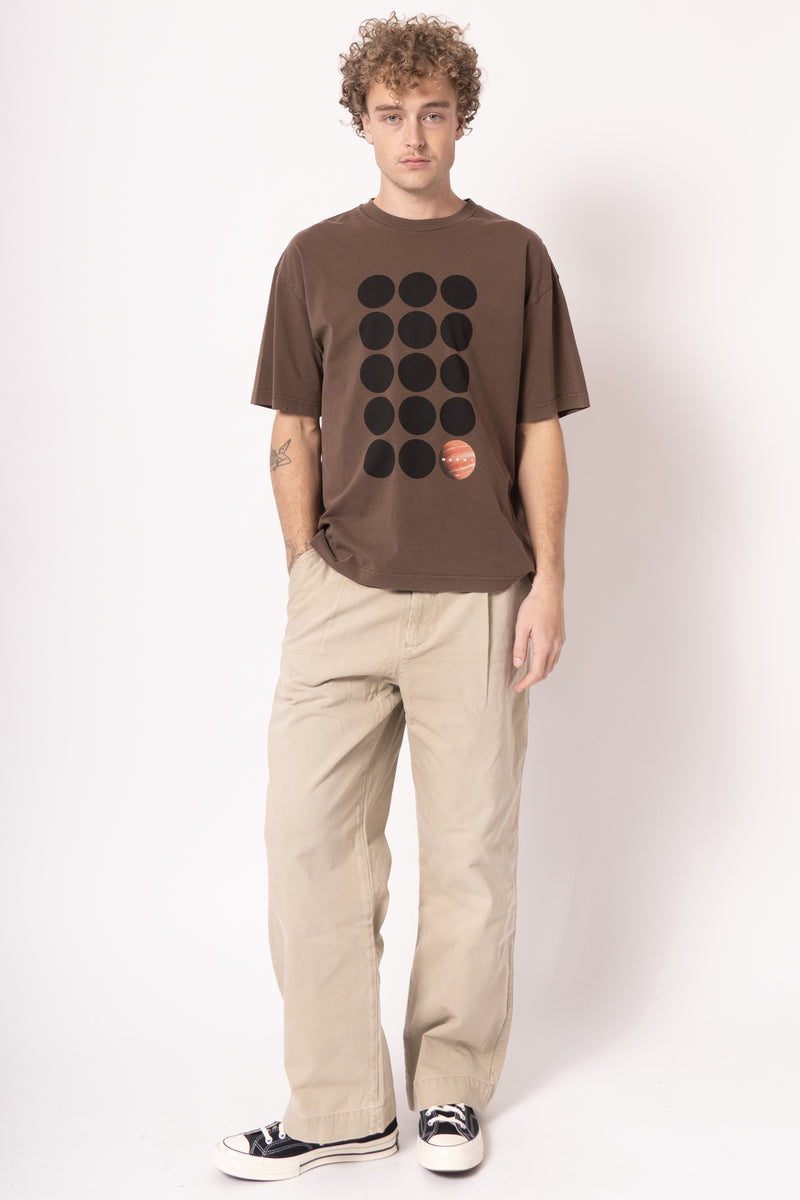 Cotton T-shirt Planet Print Brown