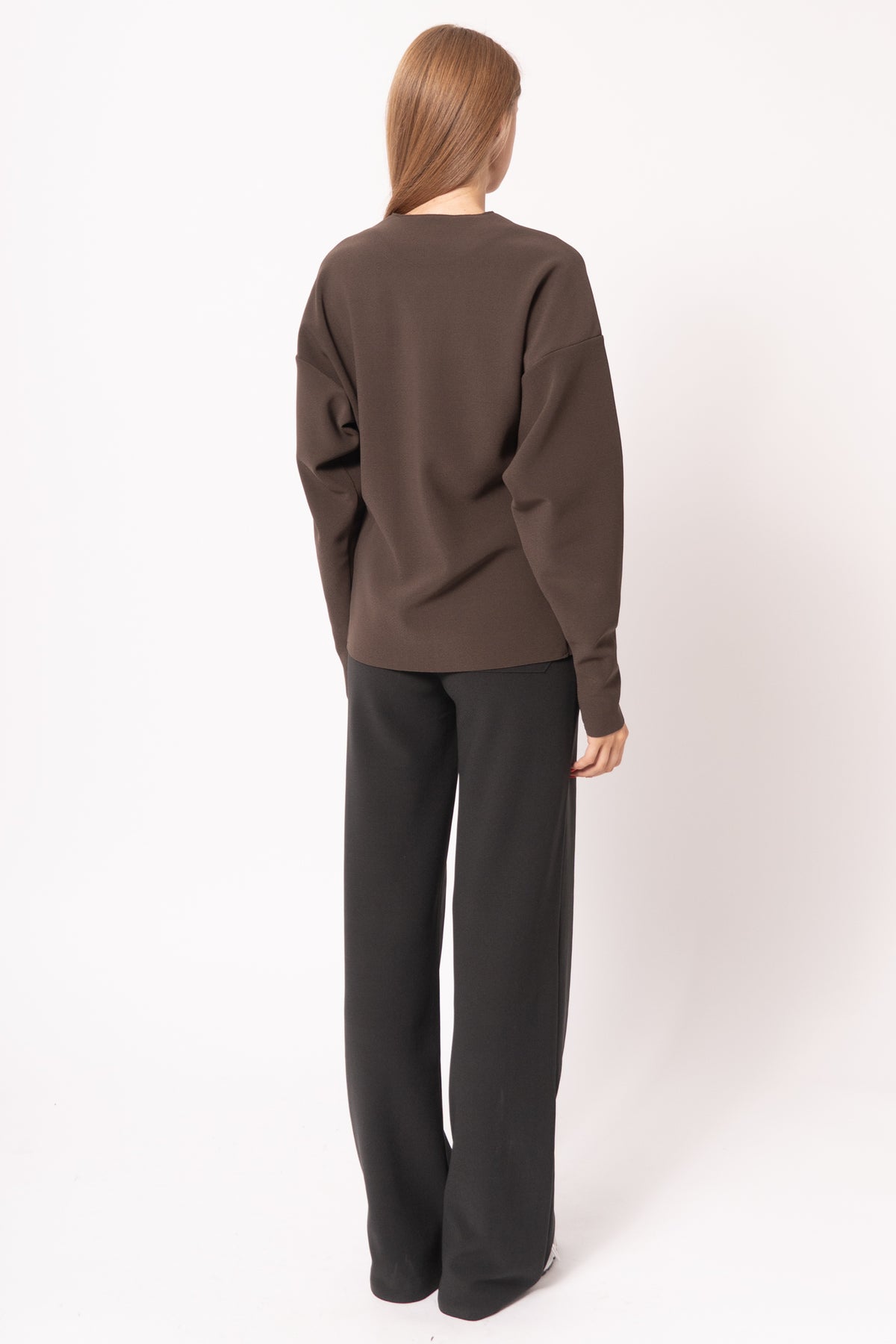Lay2 Round-Neck Cardigan Cocoa Brown