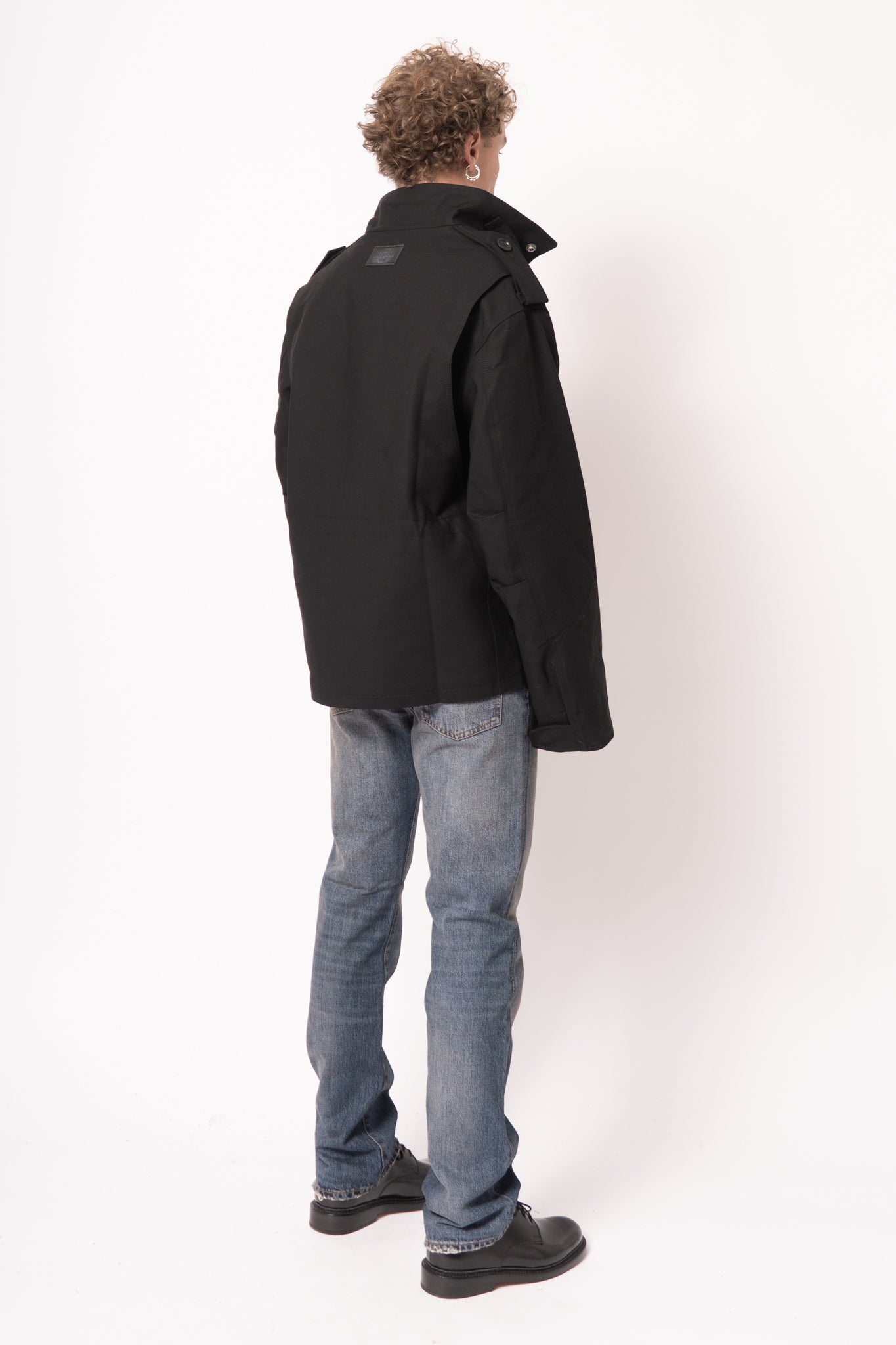 Cotton Satin Blouson Jacket Black