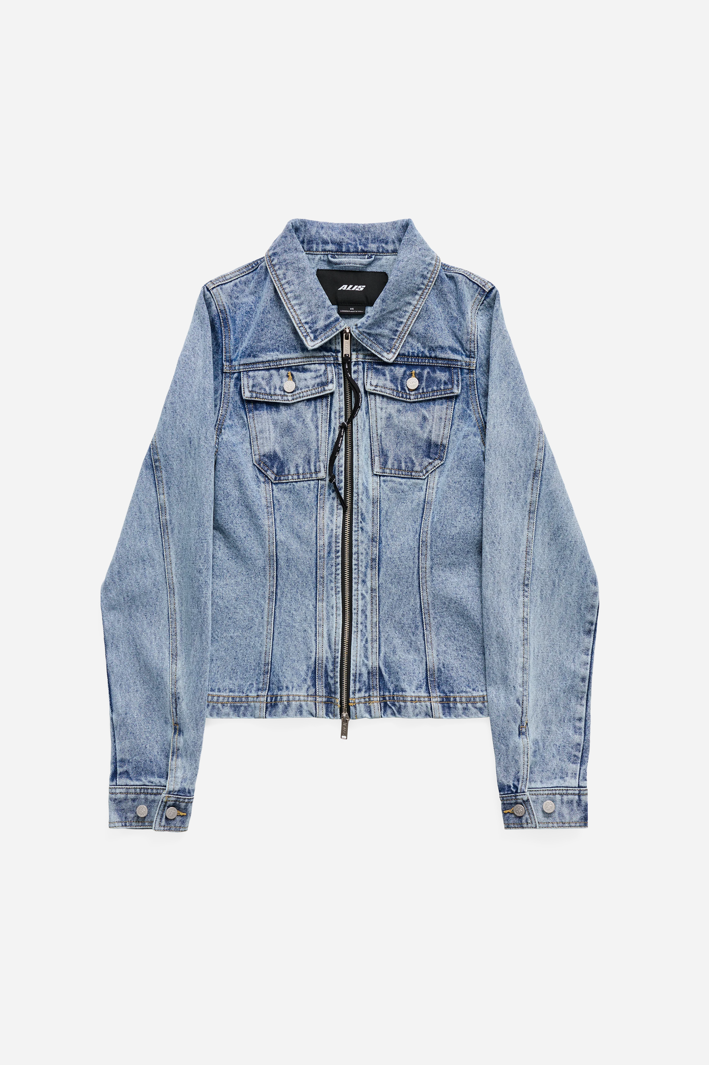 Jenn Short Fitted Denim Jacket Washed Light Blue