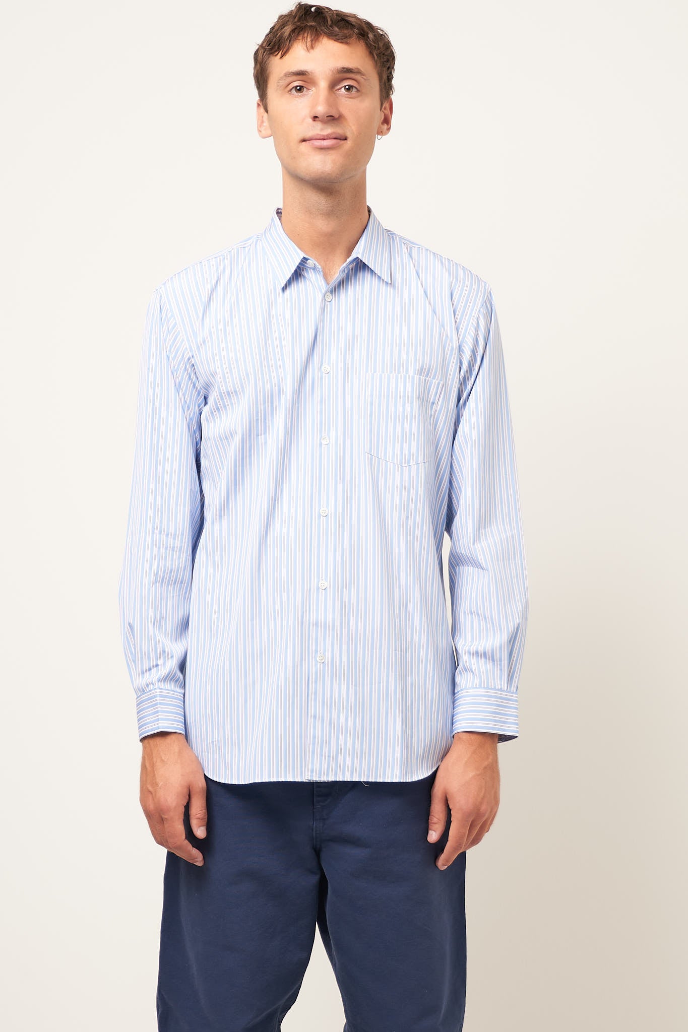 Comme Des Garcons Blue Striped Shirt Comme Des Garçons Play Heart