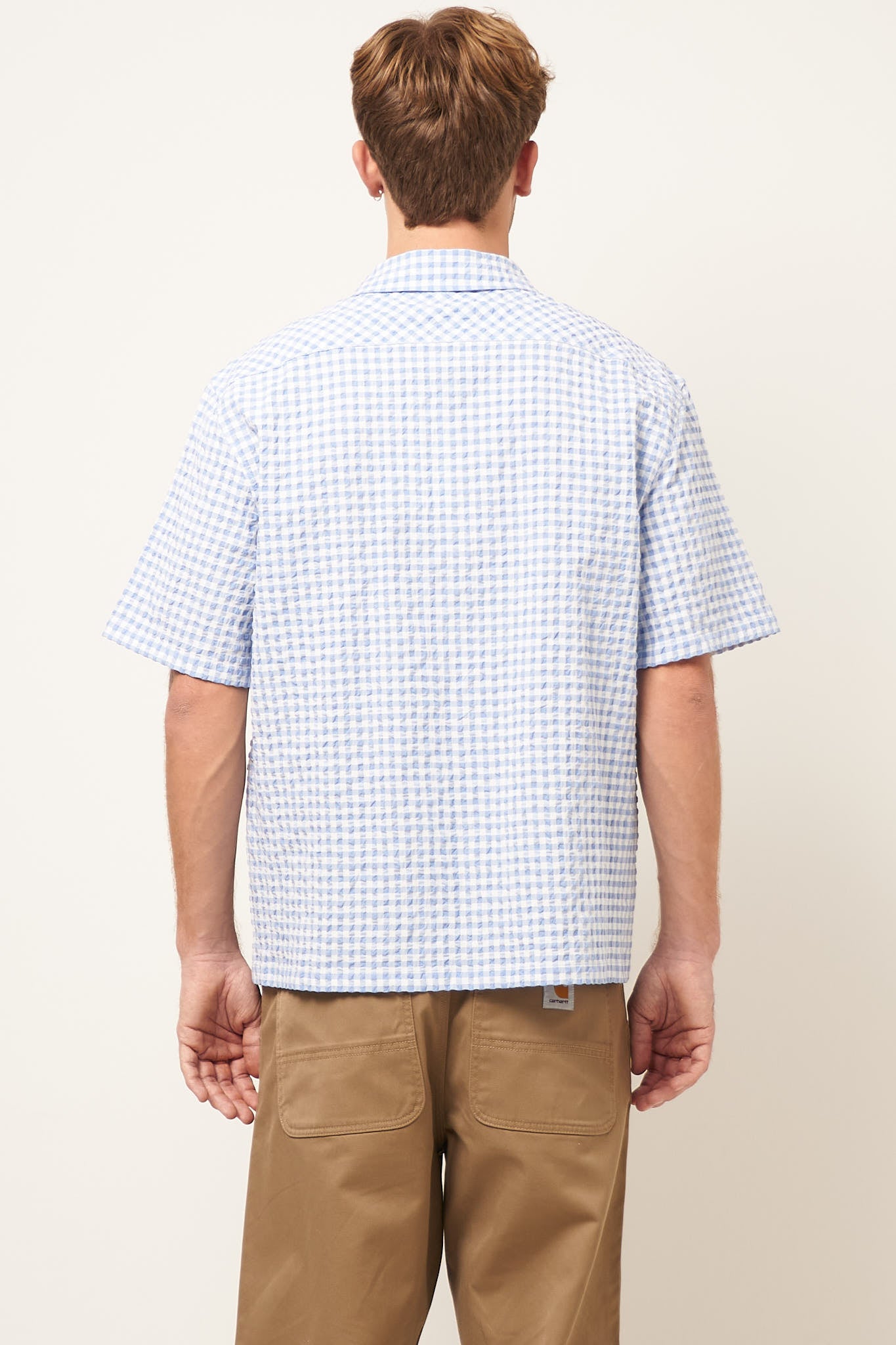 Gingham Seersucker Shirt Light Blue