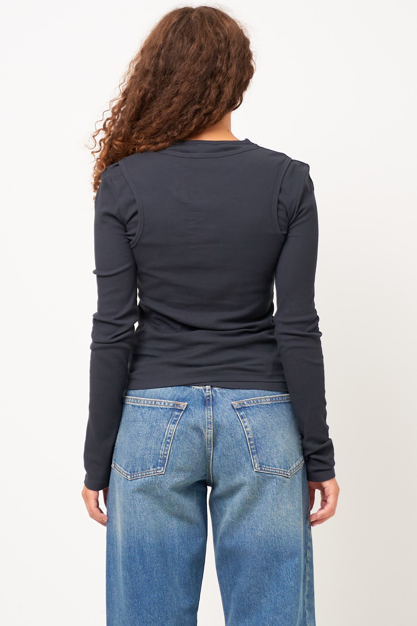 Layered Long-Sleeve T-Shirt Black