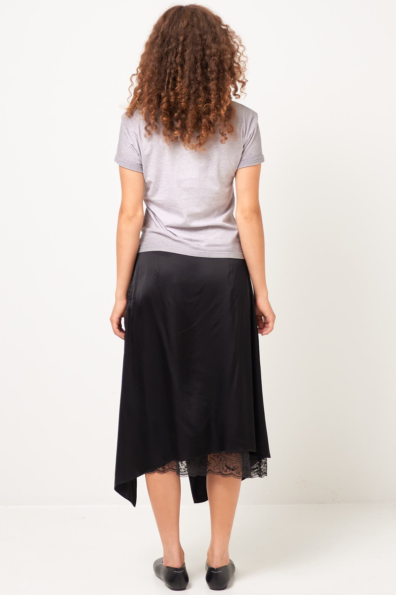 Layered Satin Skirt Black