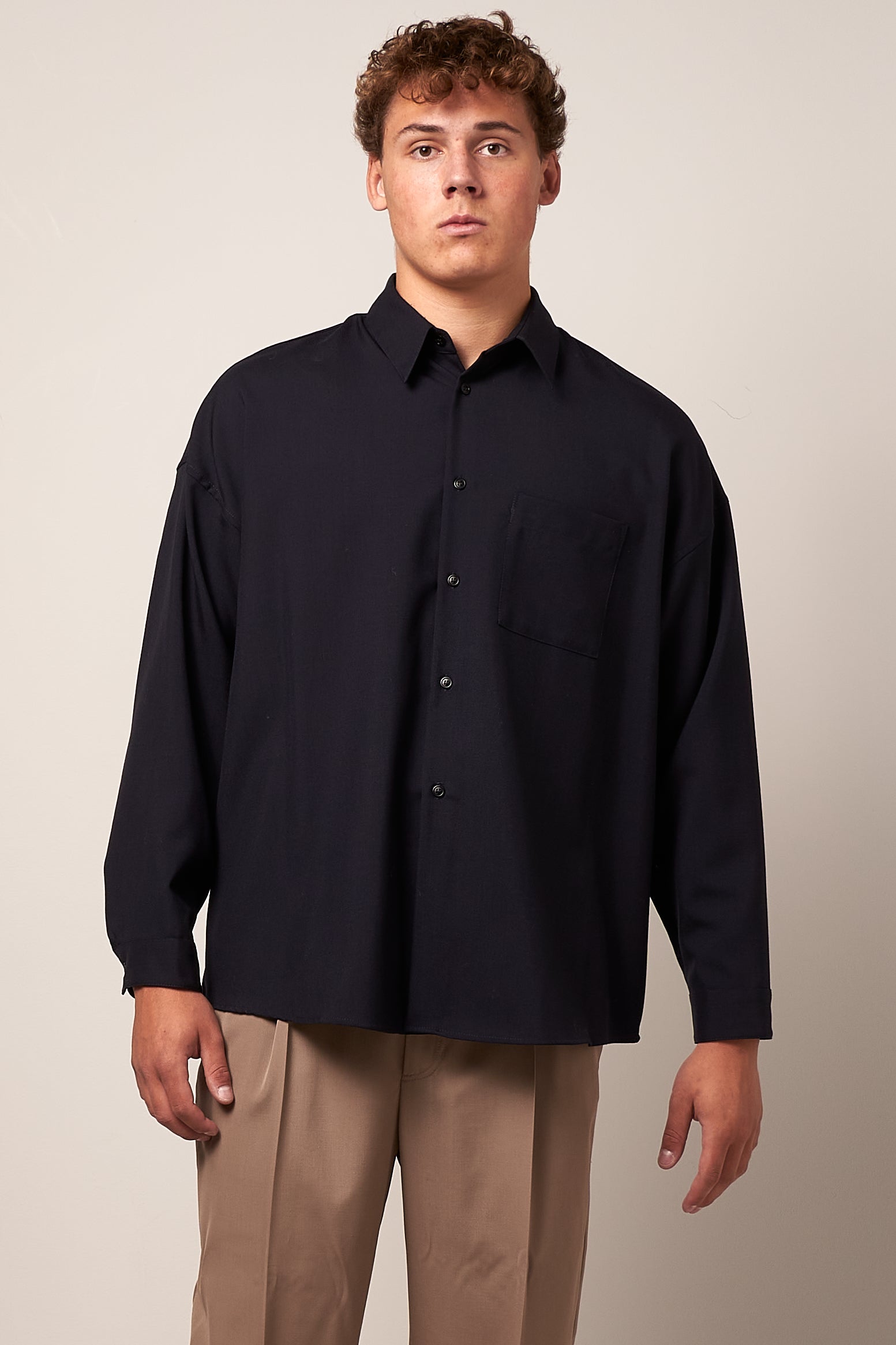 Tropical Wool Shirt Blue/Black