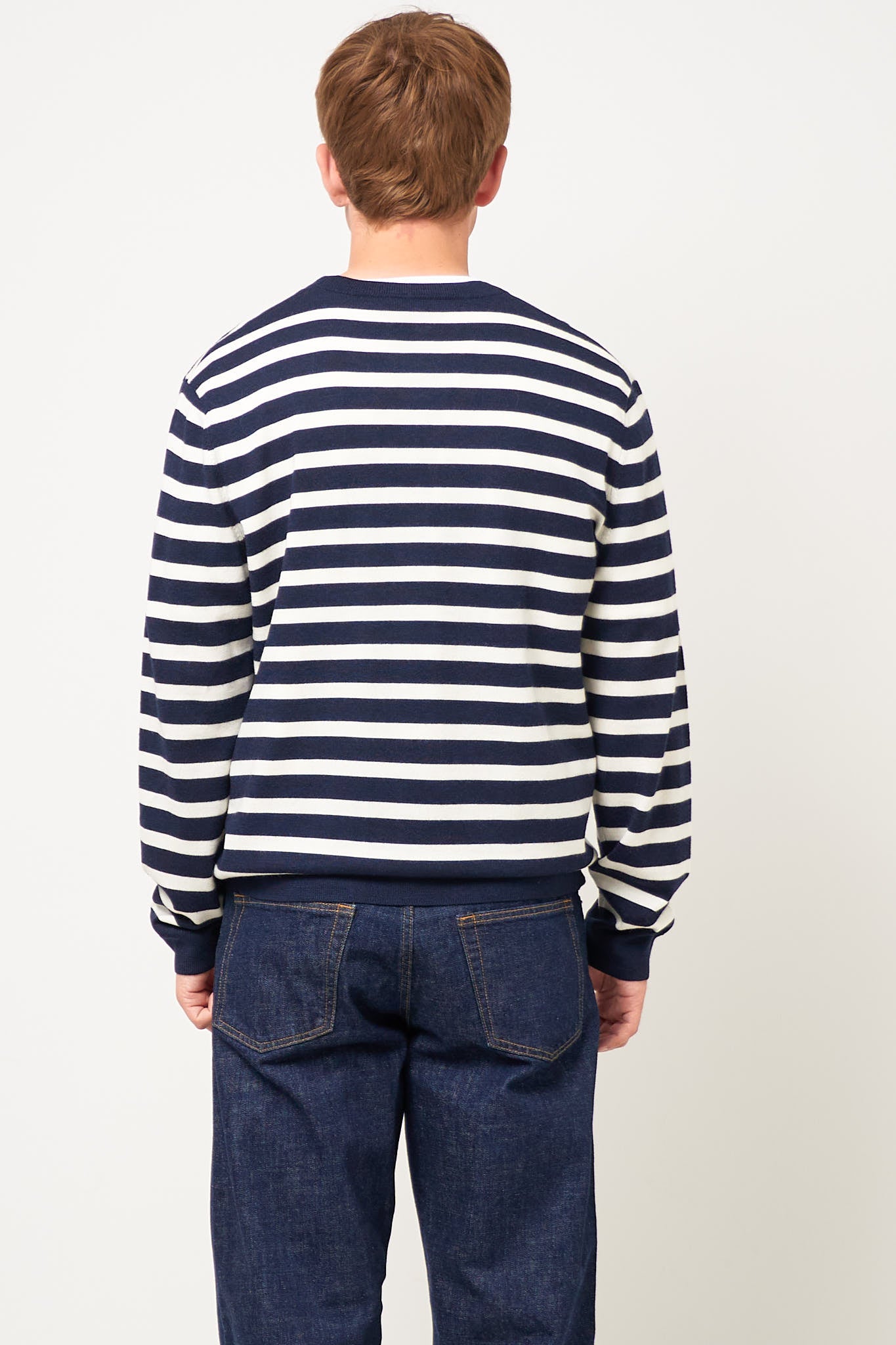Matthias Sweater Dark Navy/Ecru Stripe