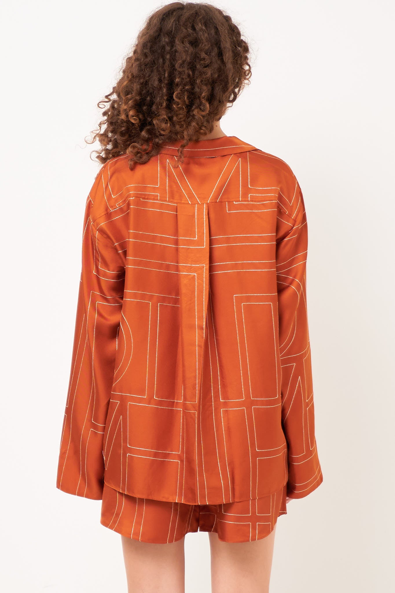 Monogram Silk PJ Top Terracotta