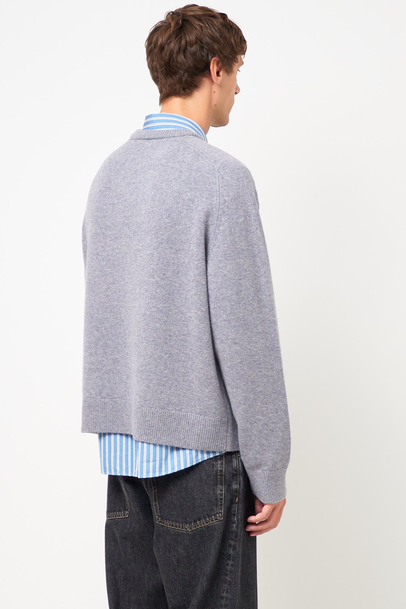 Wool V-Neck Sweater Dark Grey Melange