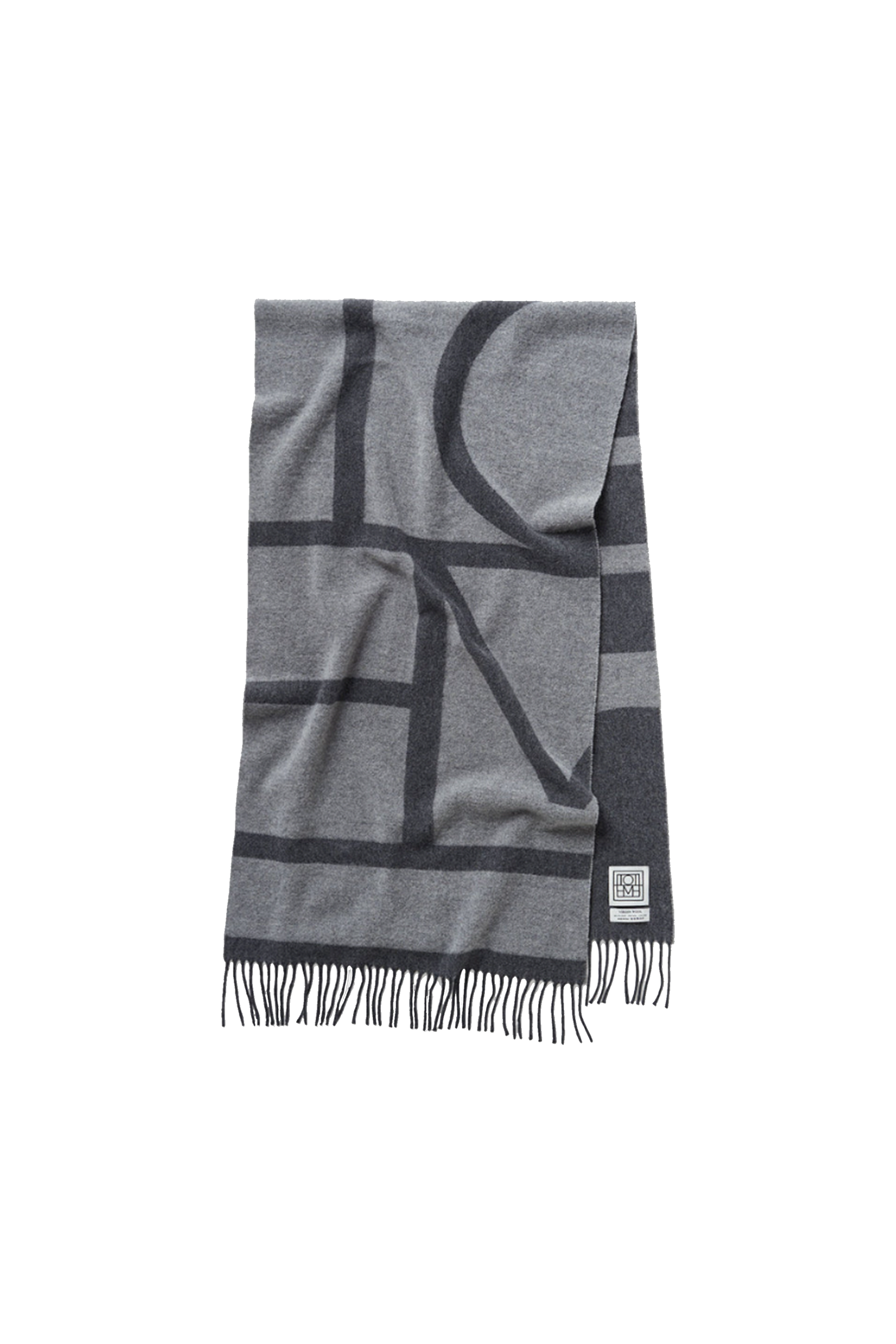 Monogram Jacquard Wool Scarf in White - Toteme