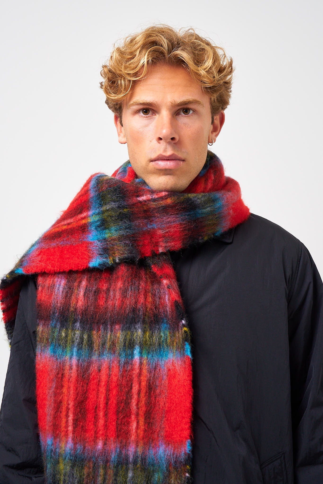 Acne Studios - Mohair Check Scarf Red/Blue – STRØM