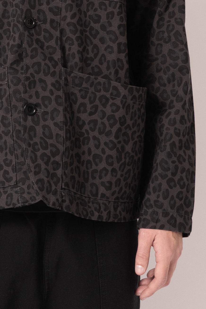 Patterned Easy Chef Shirt Black Leopard
