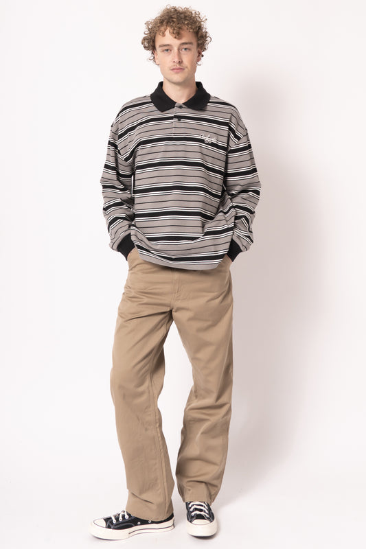 L/S Devitt Rugby Shirt Stripe/Shady Grey
