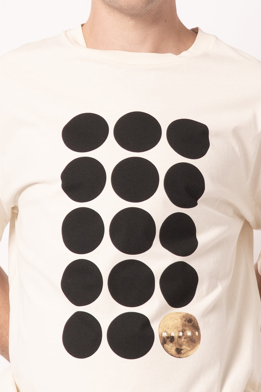Cotton T-shirt Planet Print White