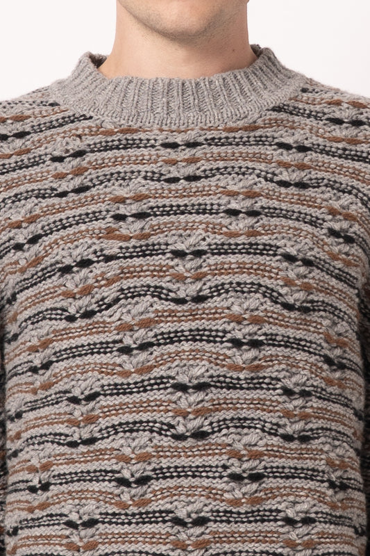 Fisherman Wool Knit Grey/Brown
