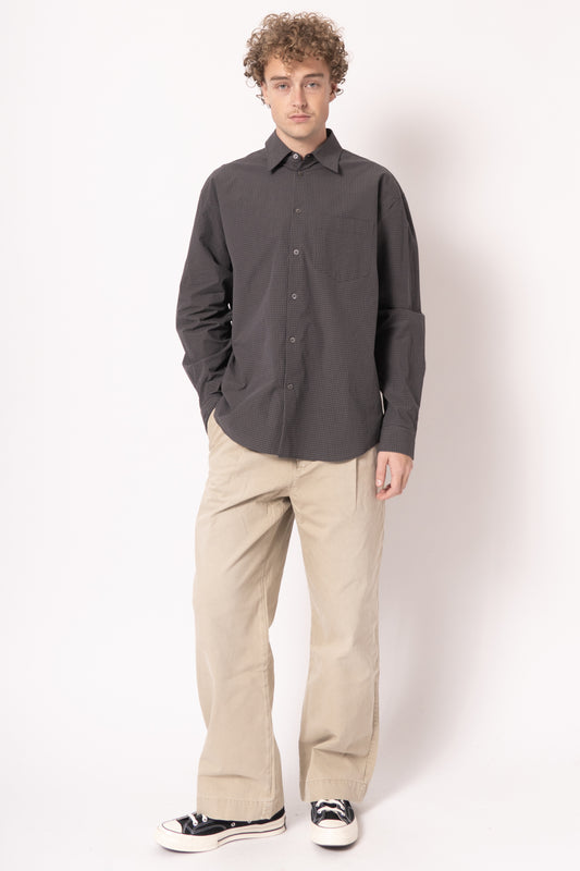 Checked Poplin Shirt Deep Grey