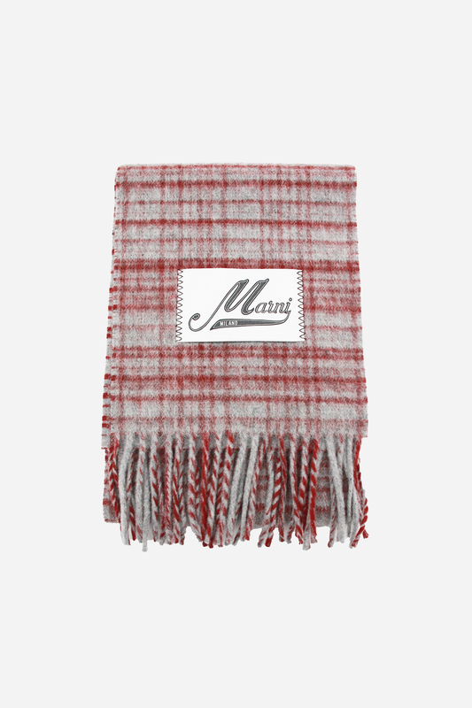 Wool Blend Scarf Red/Grey