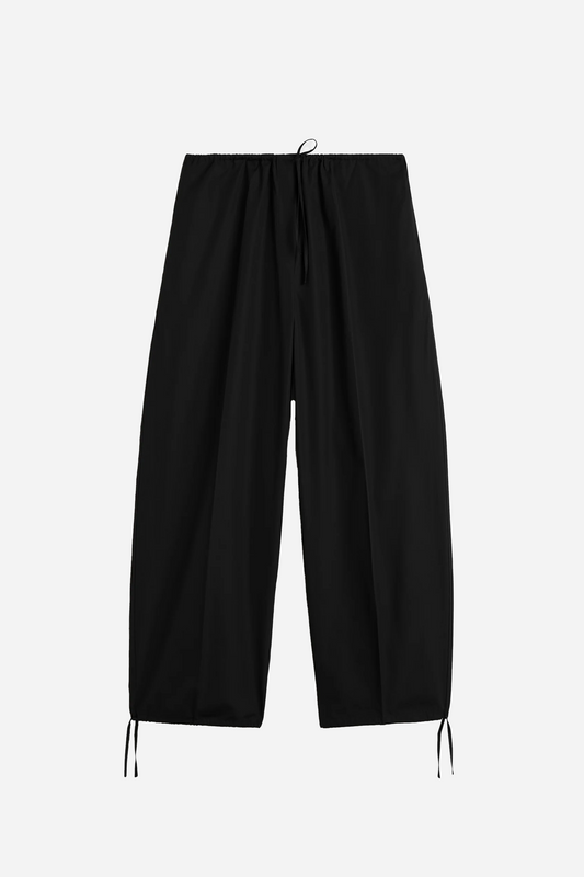 Drawstring Cotton Trousers Black
