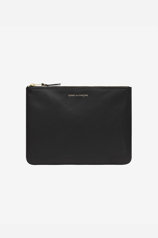 Classic Leather Zip Pouch Black