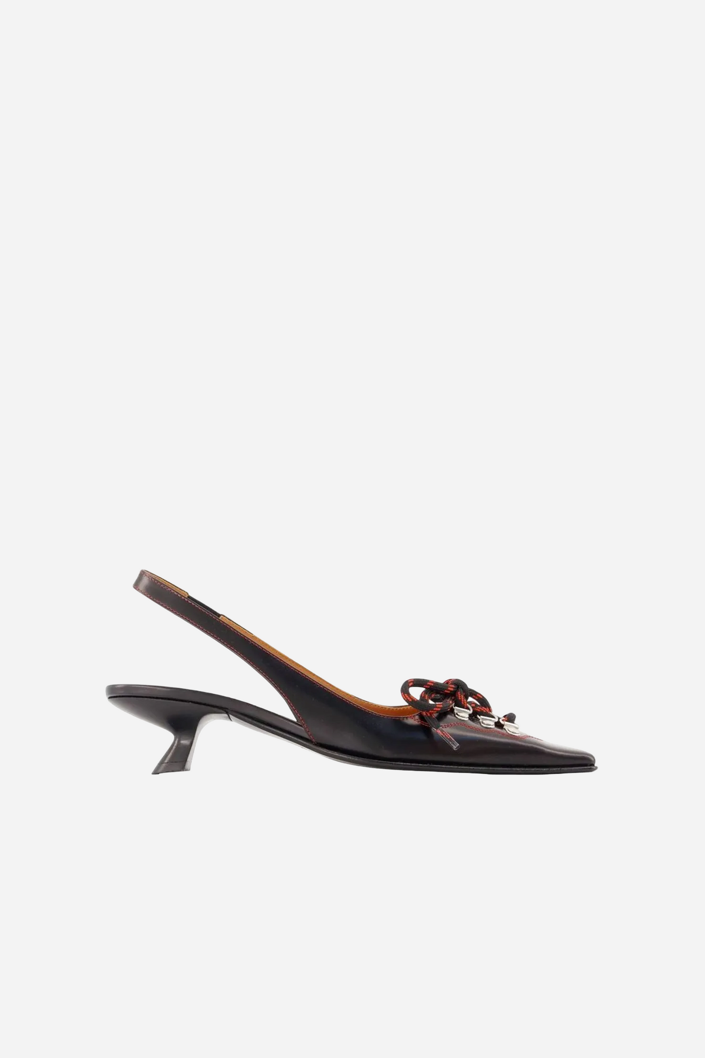 Lace-Up Slingback Leather Pumps