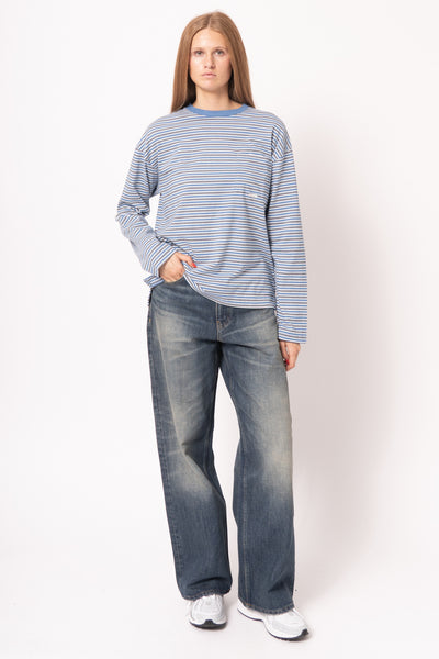 Stripe Ls Pocket Tee Blue