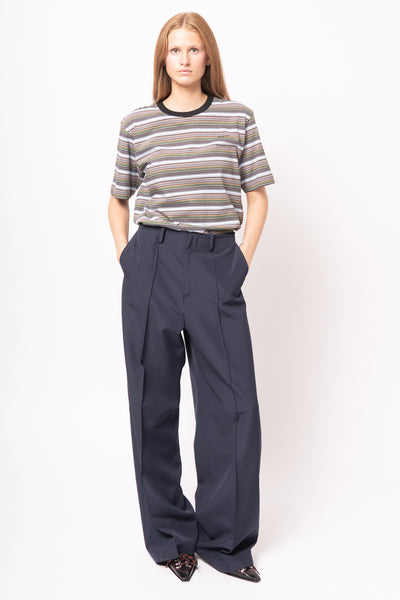 Wool Wide-Leg Trousers Blueblack