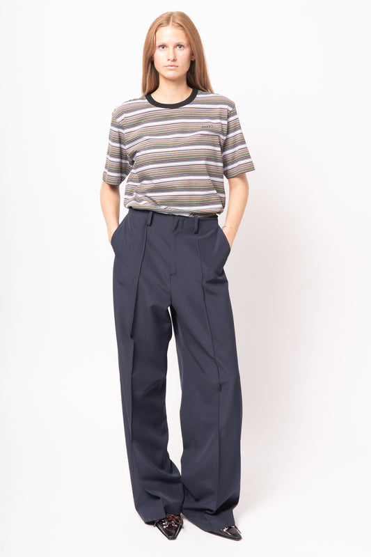Wool Wide-Leg Trousers Blueblack
