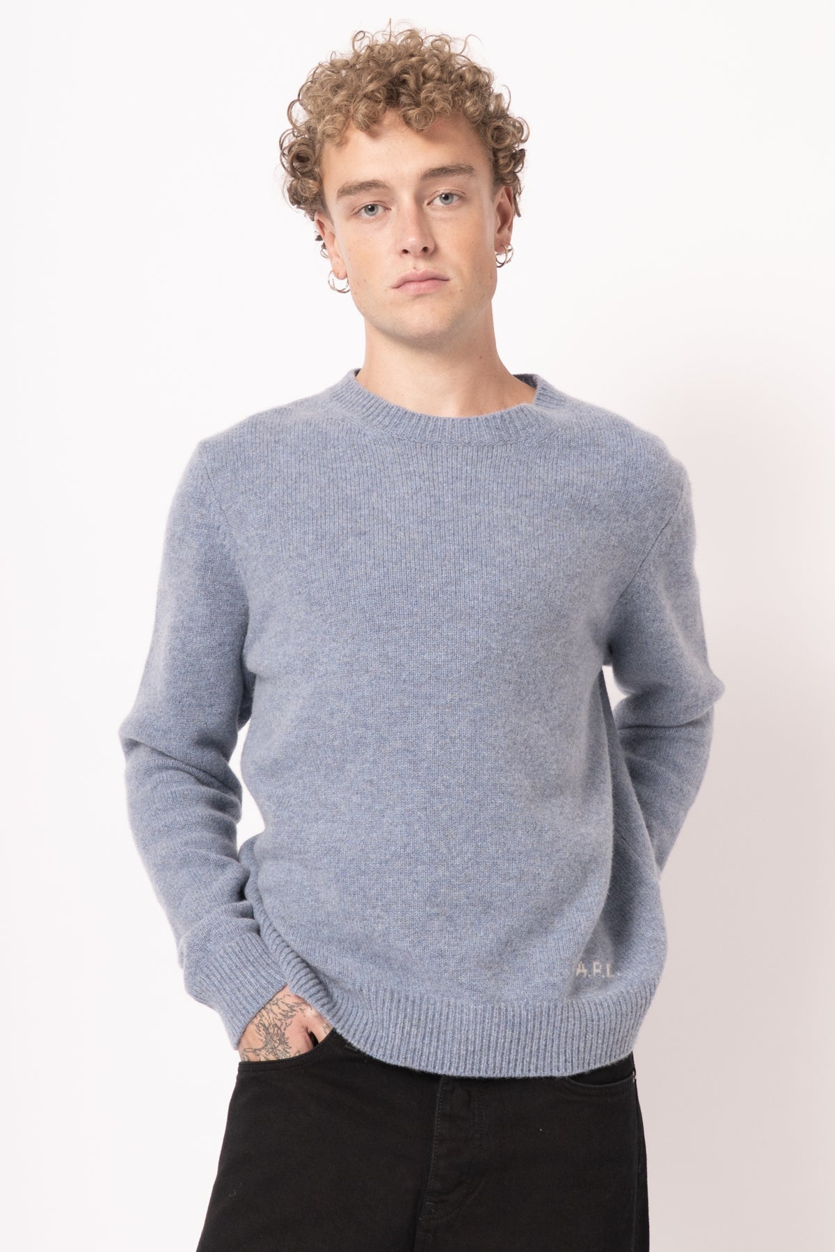 Loose Grey Blue Wool Sweater