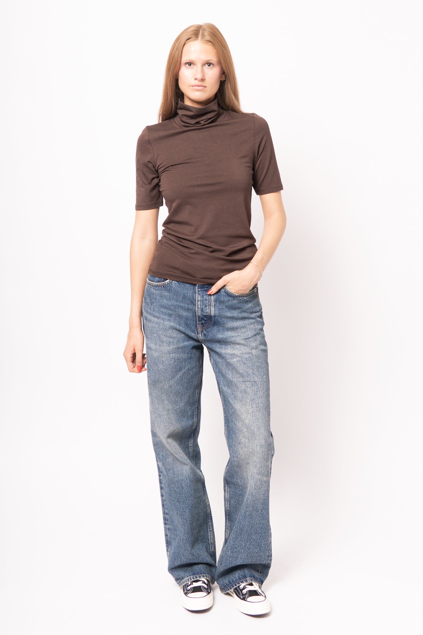 Meganst Rollneck T-Shirt Seal Brown