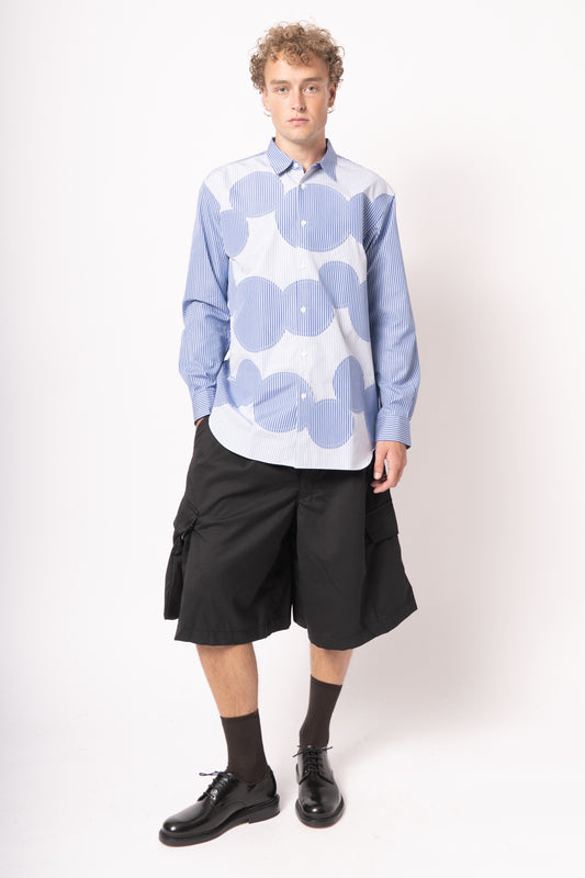 Circle Pattern Stripe Shirt Blue Stripe