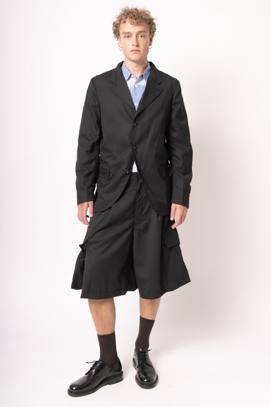 Single Breasted Herringbone Blazer Black/Navy