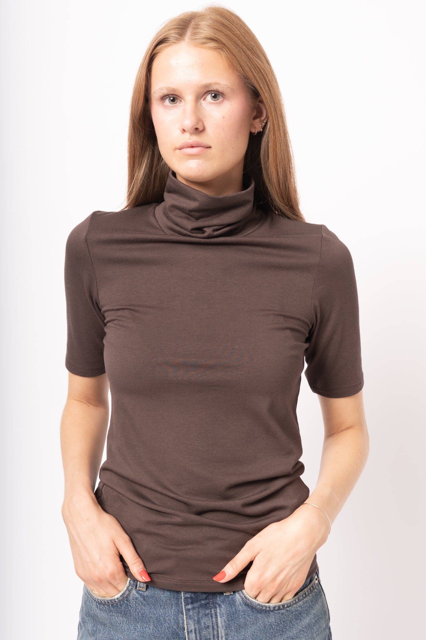 Meganst Rollneck T-Shirt Seal Brown