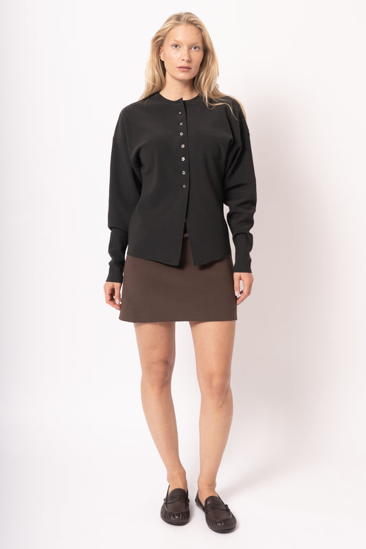 Lay2 Round-Neck Cardigan Anthracite