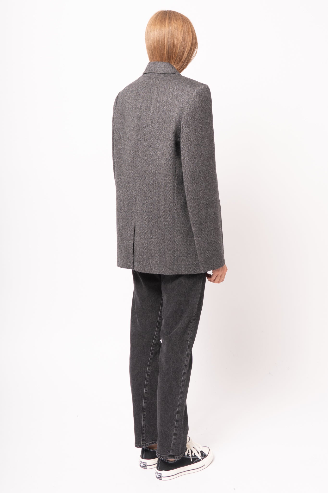 Herringbone Blazer Dark Grey Melange