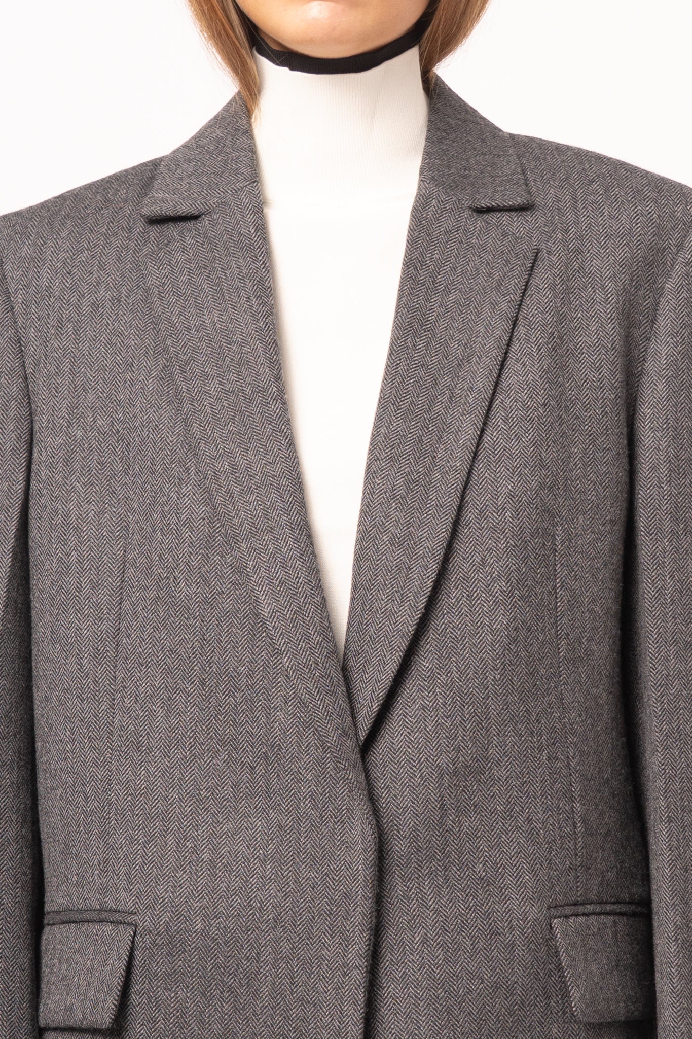 Herringbone Blazer Dark Grey Melange