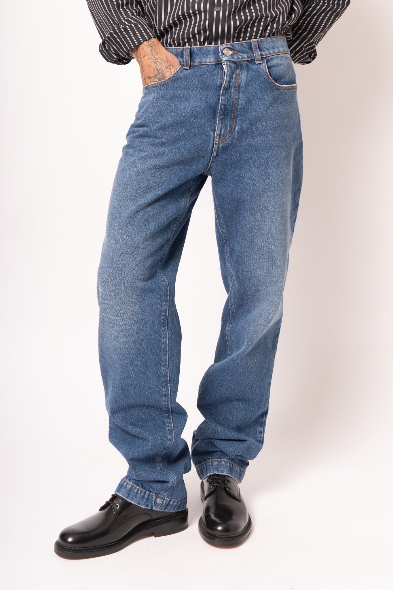 Blue Straight Leg Jeans