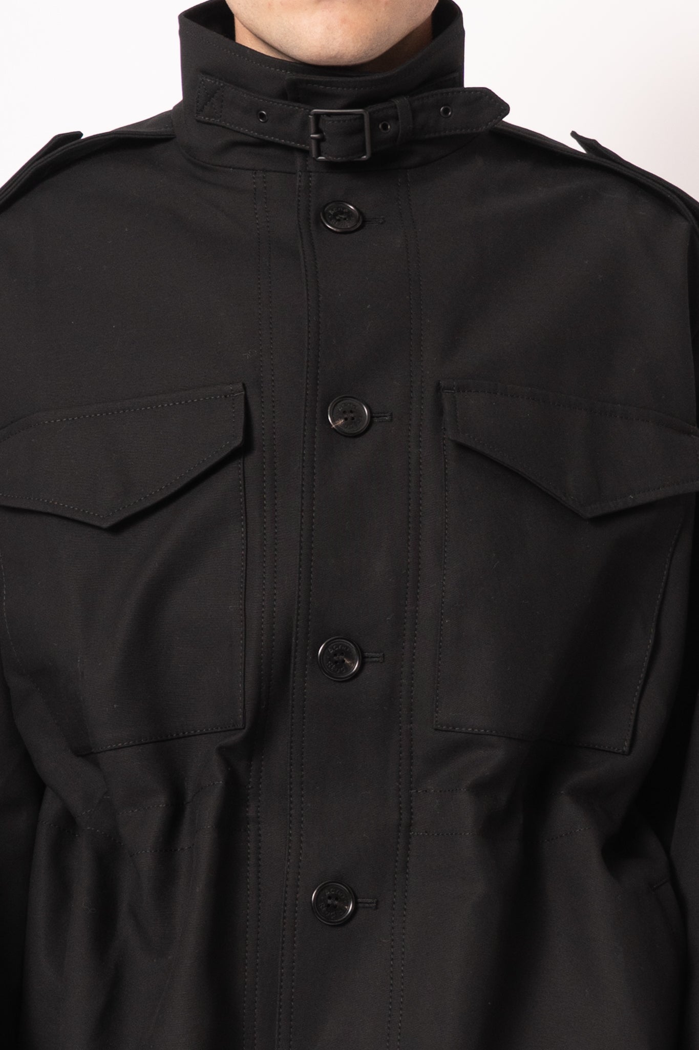 Cotton Satin Blouson Jacket Black