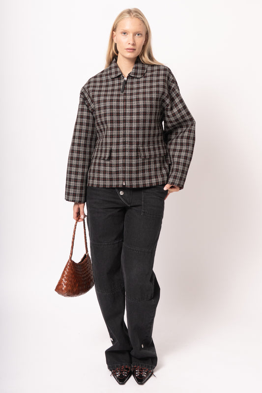 Checkered Wool Zip Jacket