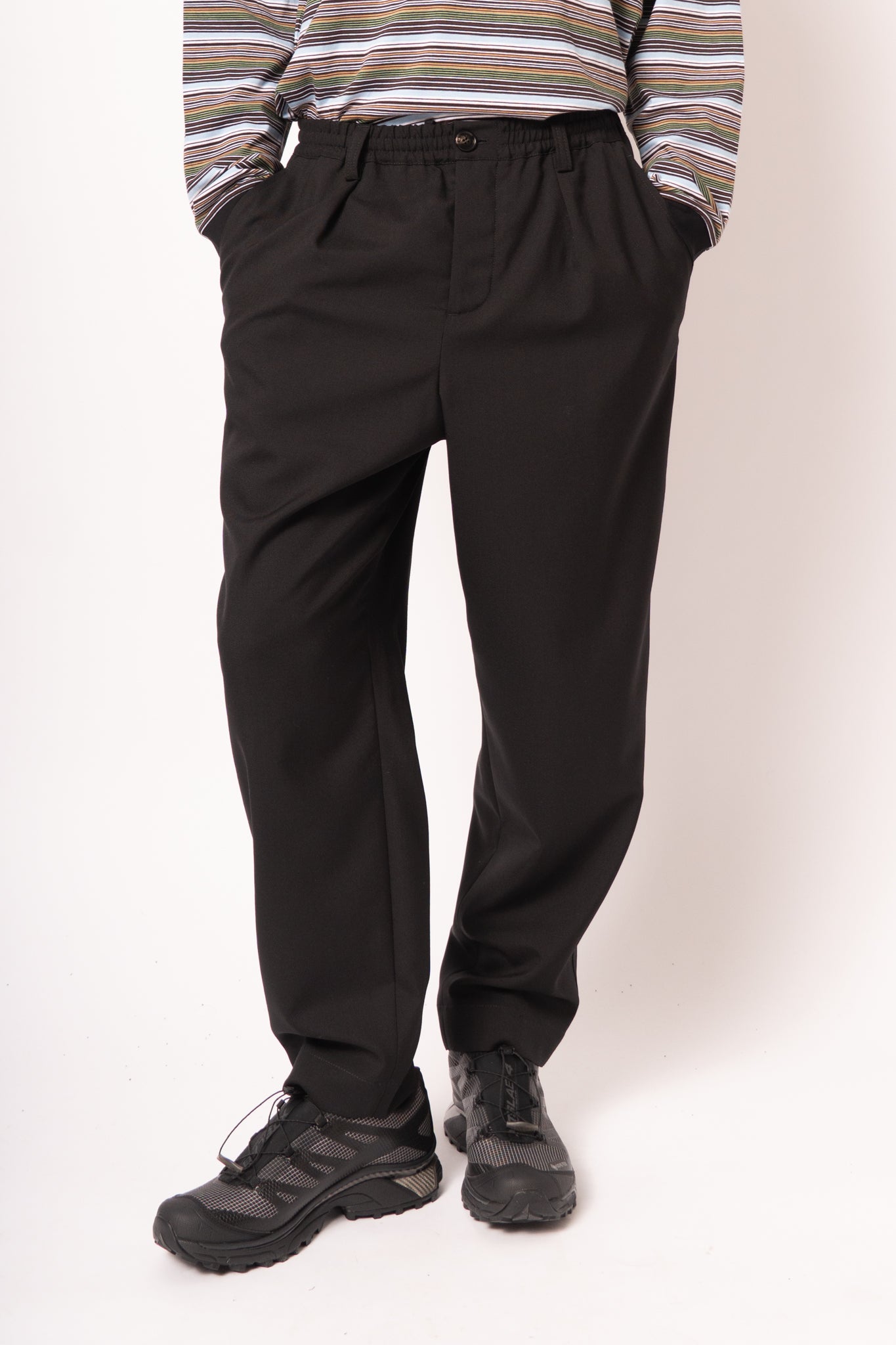 Tropical Wool Crop Pants Black