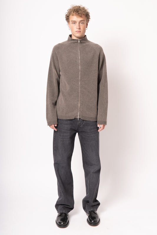 Line Zip Cardigan Mud Spray Dye Cherub Wool