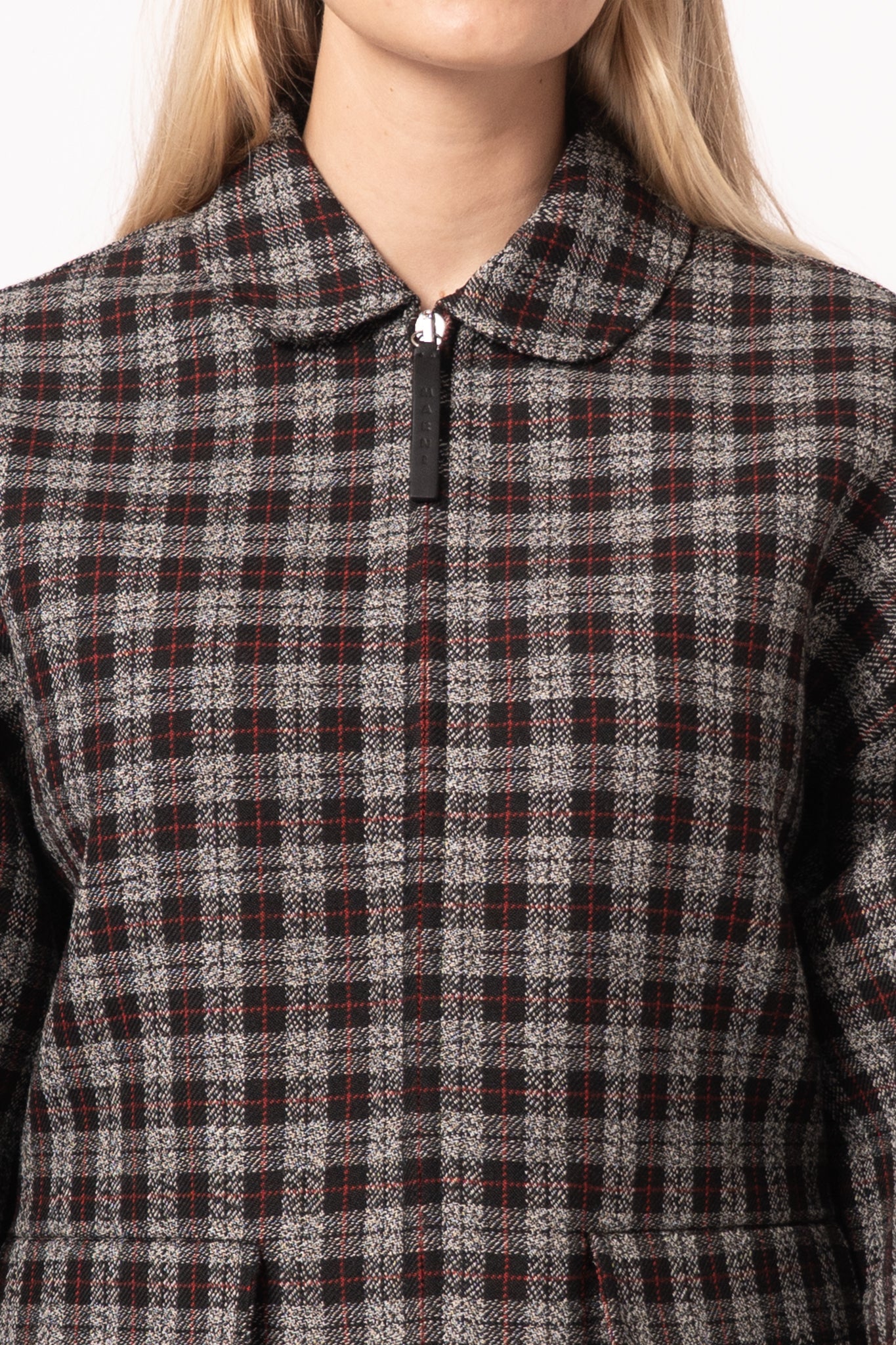 Checkered Wool Zip Jacket