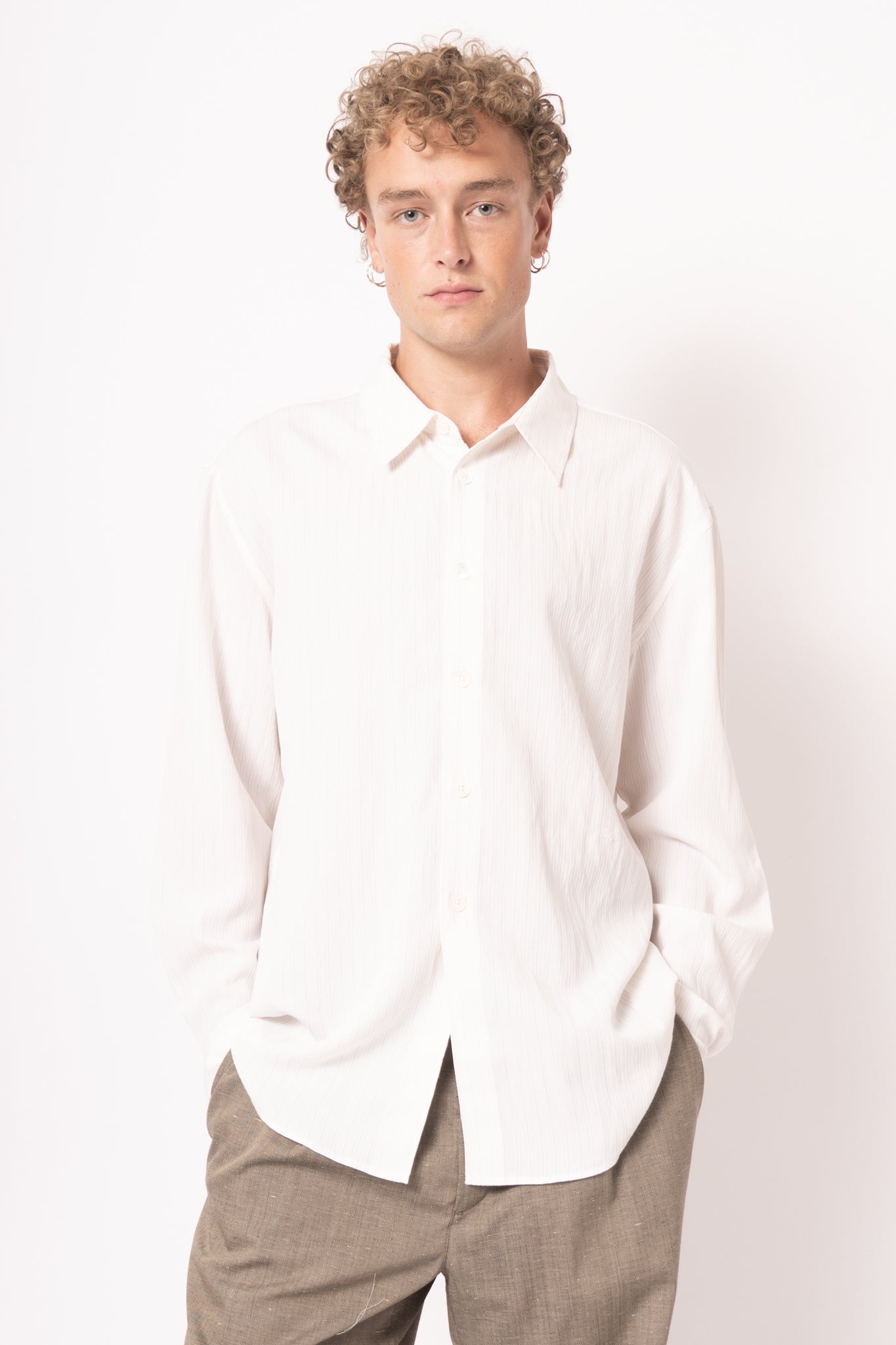 Beyond Shirt Cream Stripe Ceremony Viscose