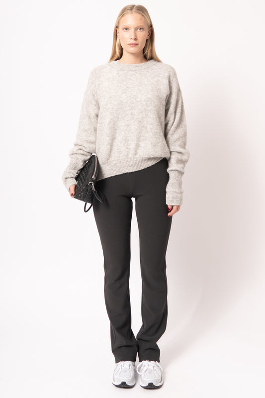 Pull Ample Ml Col Rond Gris Clair Chiné