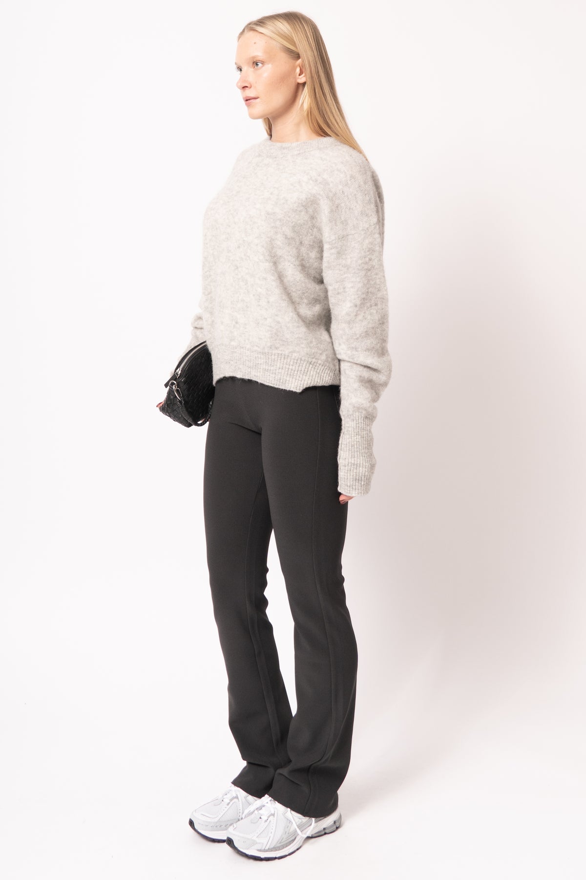 Pull Ample Ml Col Rond Gris Clair Chiné