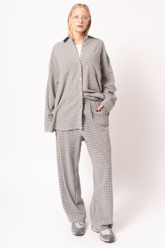 Chemise Longue Ample Ml Col Boutonne Carreaux Br