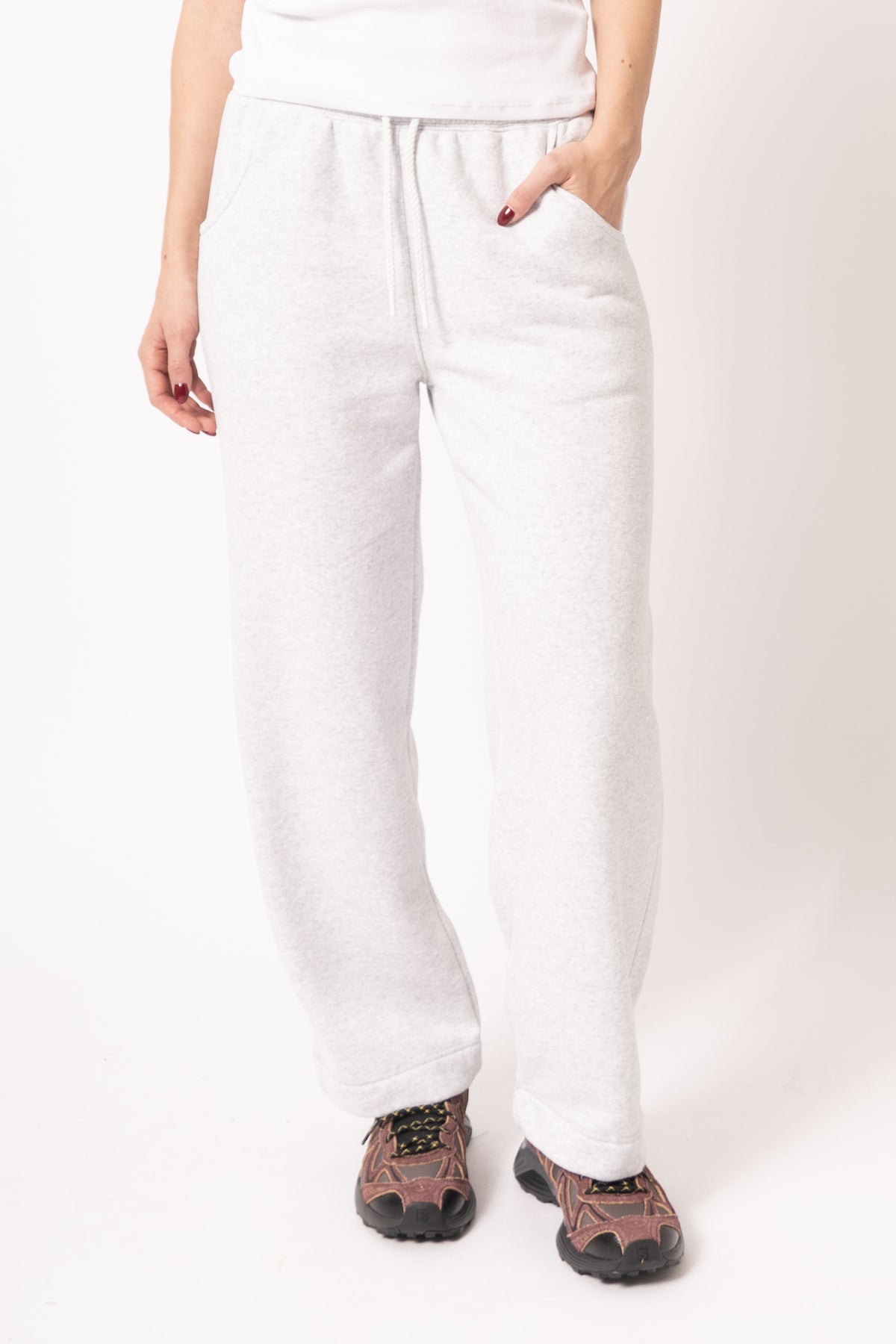 Jogging Droit Gris Chiné
