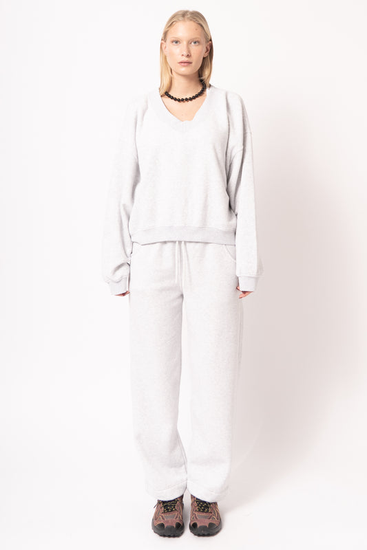 Sweat Ml Col V Gris Chiné