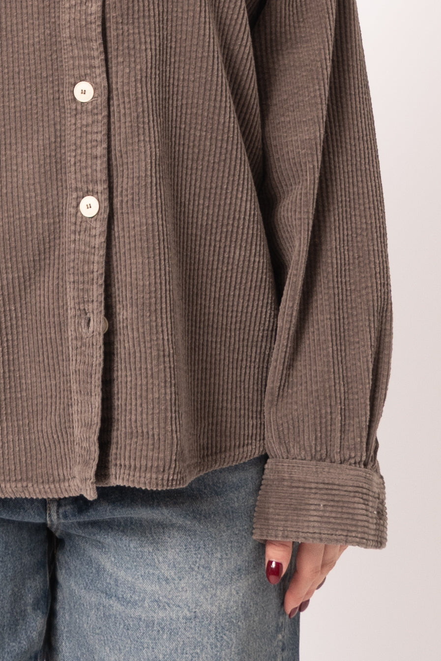 Chemise Longue Ample Ml Col Boutonne Cendre Vintage