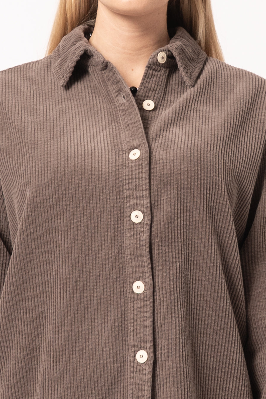 Chemise Longue Ample Ml Col Boutonne Cendre Vintage