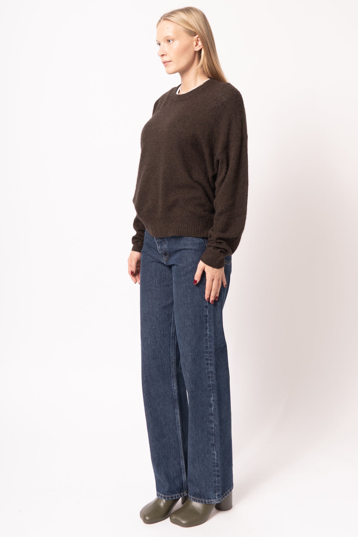 Pull Boule Ml Col Rond Choco Chiné