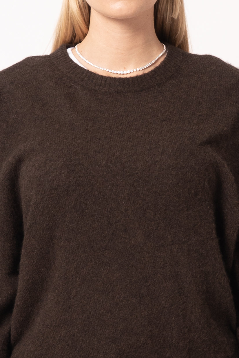 Pull Boule Ml Col Rond Choco Chiné